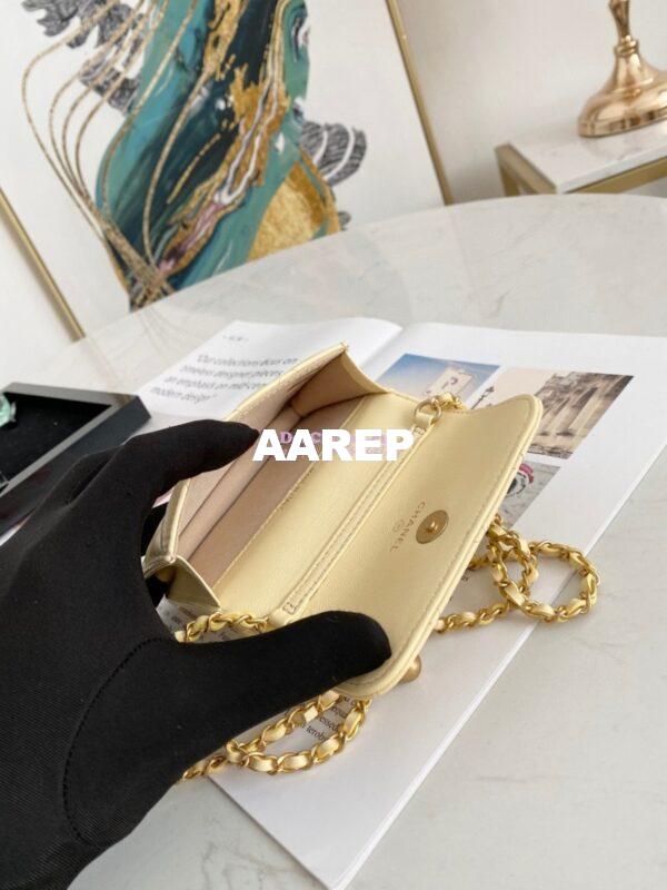 Replica Chanel Lambskin Chain Clutch With Charm AP1628 Yellow 9