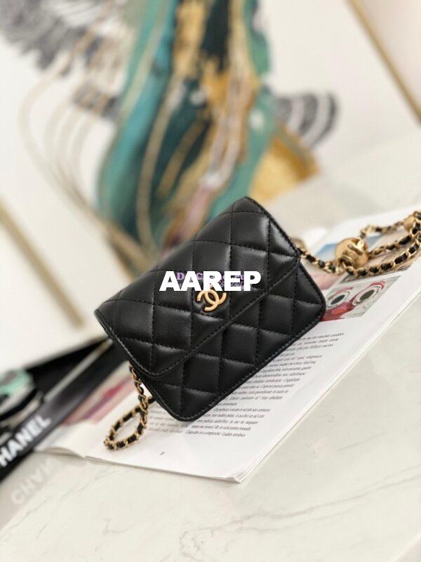Replica Chanel Lambskin Chain Clutch With Charm AP1628 Black 3