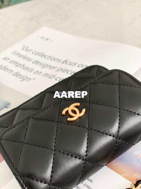 Replica Chanel Lambskin Chain Clutch With Charm AP1628 Black 5
