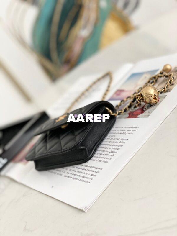 Replica Chanel Lambskin Chain Clutch With Charm AP1628 Black 6