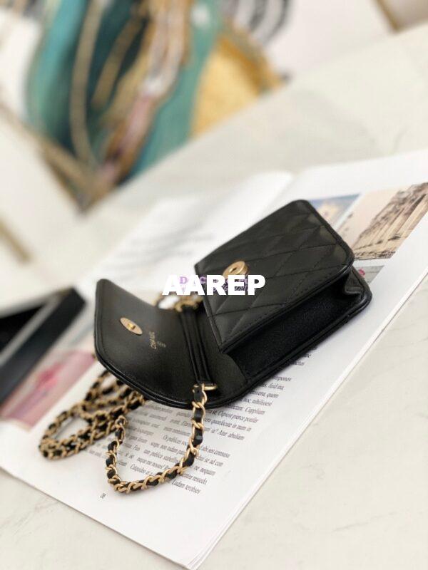 Replica Chanel Lambskin Chain Clutch With Charm AP1628 Black 9