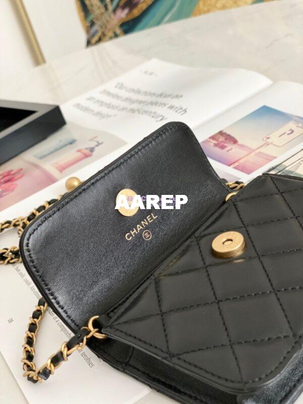 Replica Chanel Lambskin Chain Clutch With Charm AP1628 Black 10