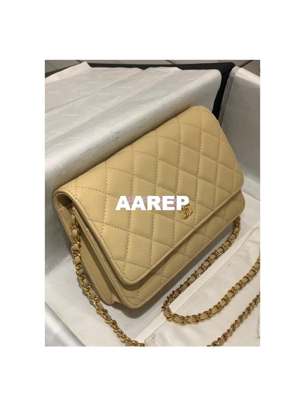 Replica Chanel New Magnetic Caviar Wallet On Chain WOC Beige Bag 33814 2