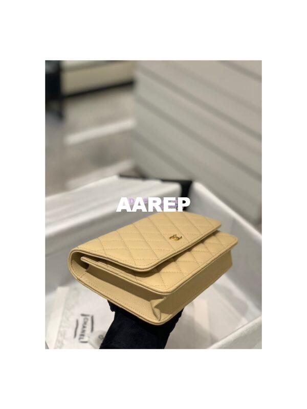 Replica Chanel New Magnetic Caviar Wallet On Chain WOC Beige Bag 33814 3