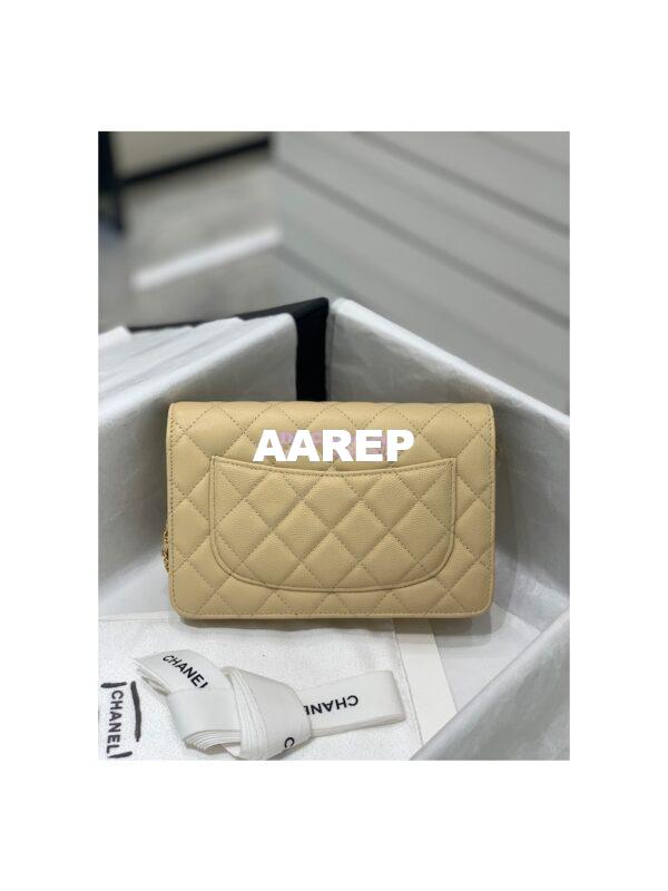 Replica Chanel New Magnetic Caviar Wallet On Chain WOC Beige Bag 33814 5