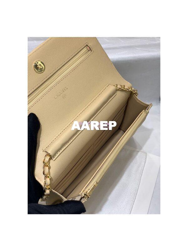 Replica Chanel New Magnetic Caviar Wallet On Chain WOC Beige Bag 33814 9