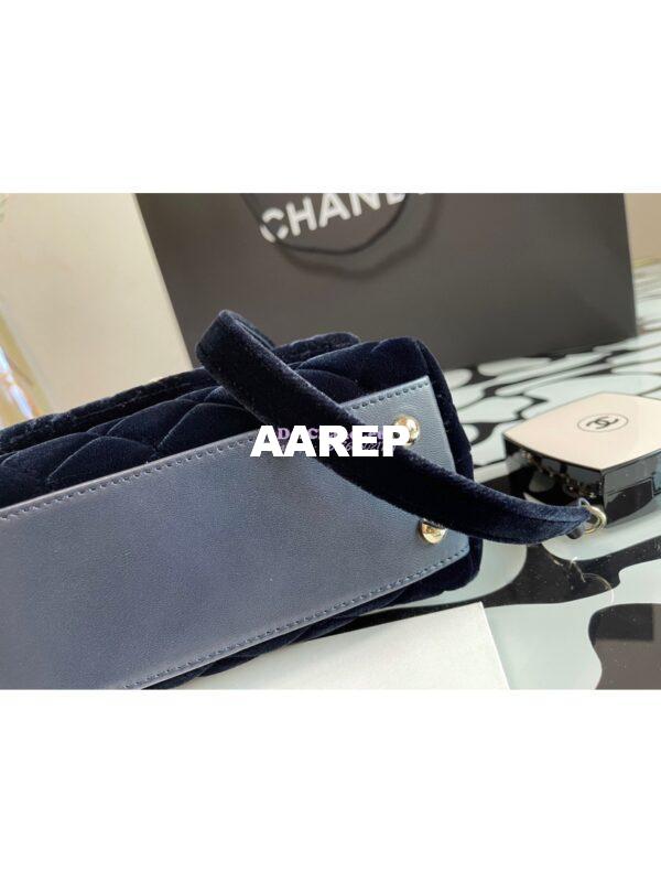 Replica Chanel Mini Coco Handle Bag in Dark Blue Velvet with Strass Hardware AS2215 11
