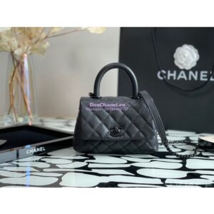 Replica Chanel Mini Coco Handle Bag in Grained Calfskin So Black AS2215 2