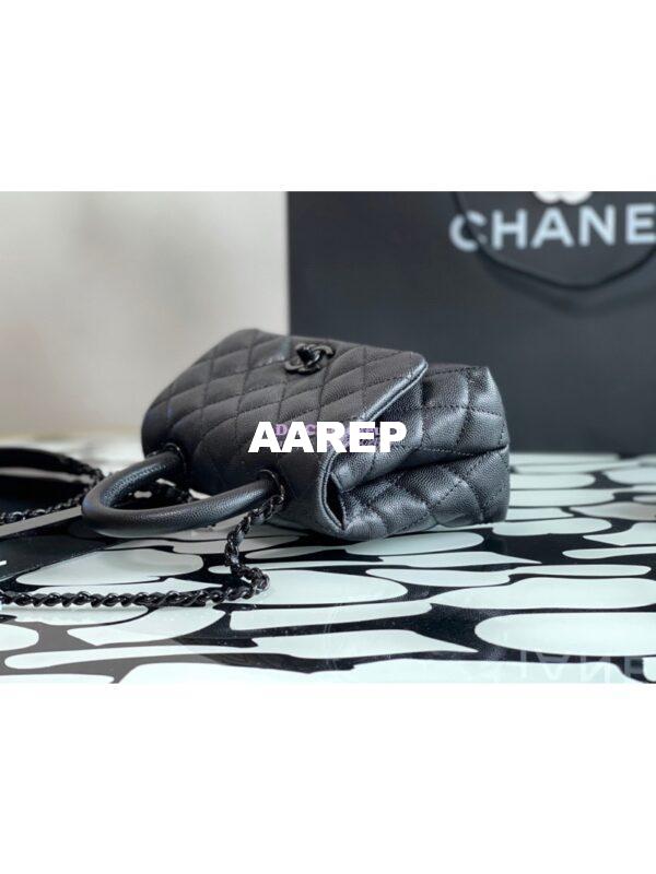 Replica Chanel Mini Coco Handle Bag in Grained Calfskin So Black AS2215 6