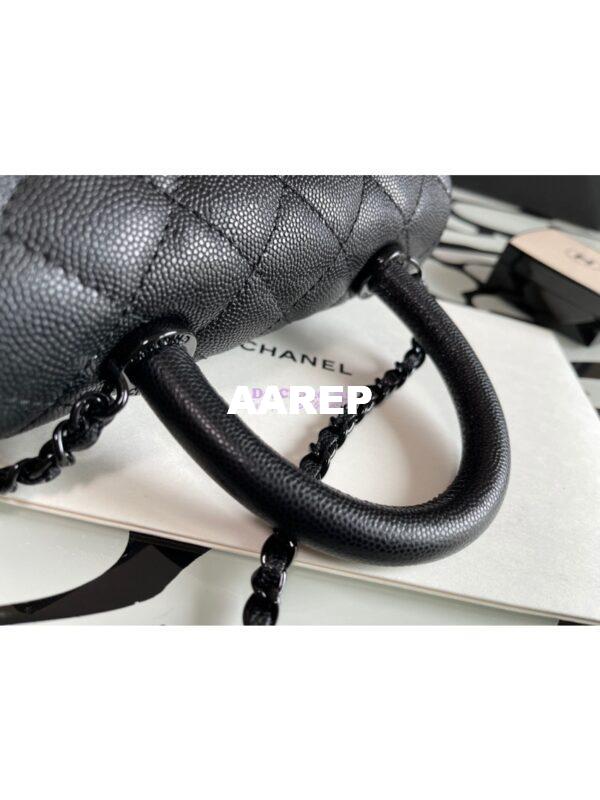 Replica Chanel Mini Coco Handle Bag in Grained Calfskin So Black AS2215 7
