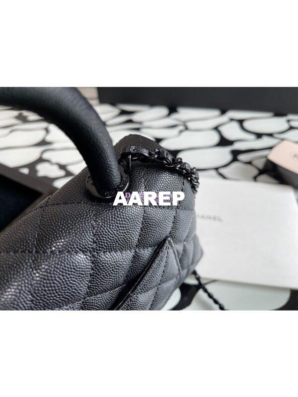 Replica Chanel Mini Coco Handle Bag in Grained Calfskin So Black AS2215 8