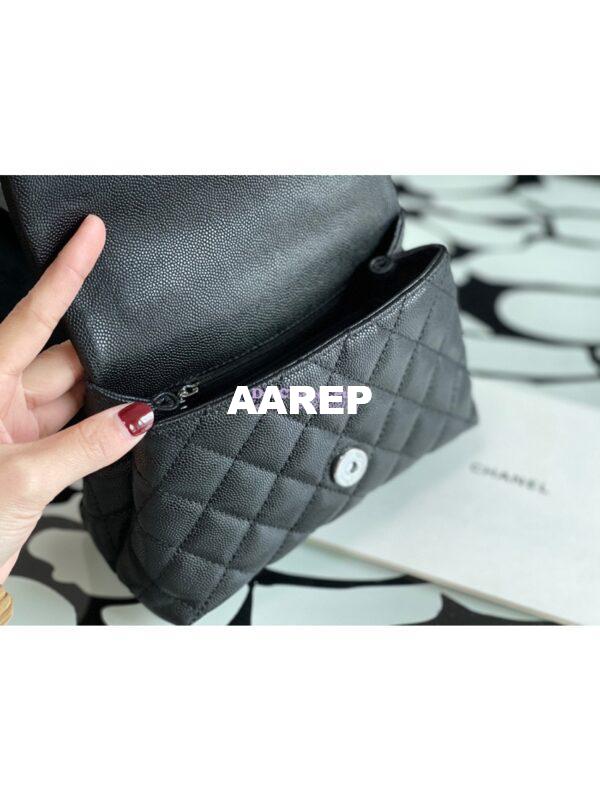 Replica Chanel Mini Coco Handle Bag in Grained Calfskin So Black AS2215 9