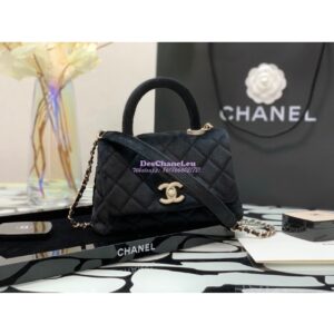 Replica Chanel Mini Coco Handle Bag in Black Velvet with Strass Hardware AS2215