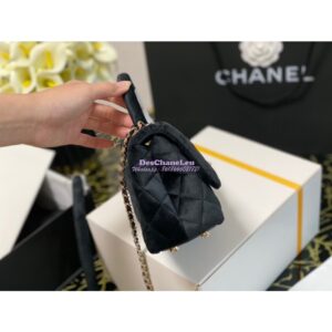 Replica Chanel Mini Coco Handle Bag in Black Velvet with Strass Hardware AS2215 2