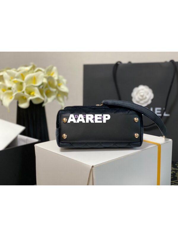 Replica Chanel Mini Coco Handle Bag in Black Velvet with Strass Hardware AS2215 11