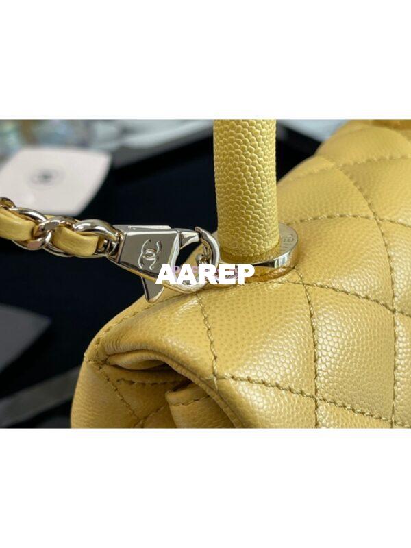 Replica Chanel Mini Coco Handle Bag in Grained Calfskin with Shining Gold Hardware AS2215 Yellow 7