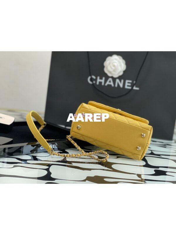 Replica Chanel Mini Coco Handle Bag in Grained Calfskin with Shining Gold Hardware AS2215 Yellow 8