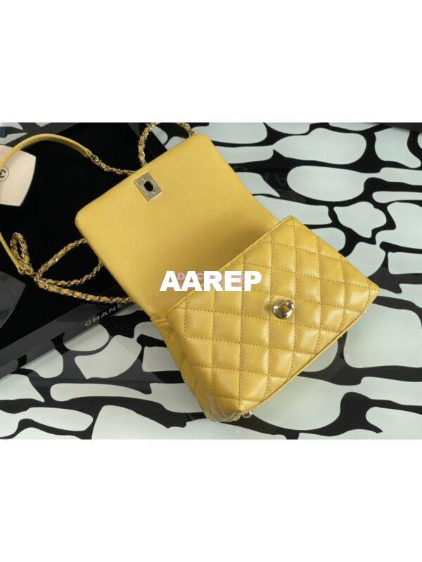 Replica Chanel Mini Coco Handle Bag in Grained Calfskin with Shining Gold Hardware AS2215 Yellow 10