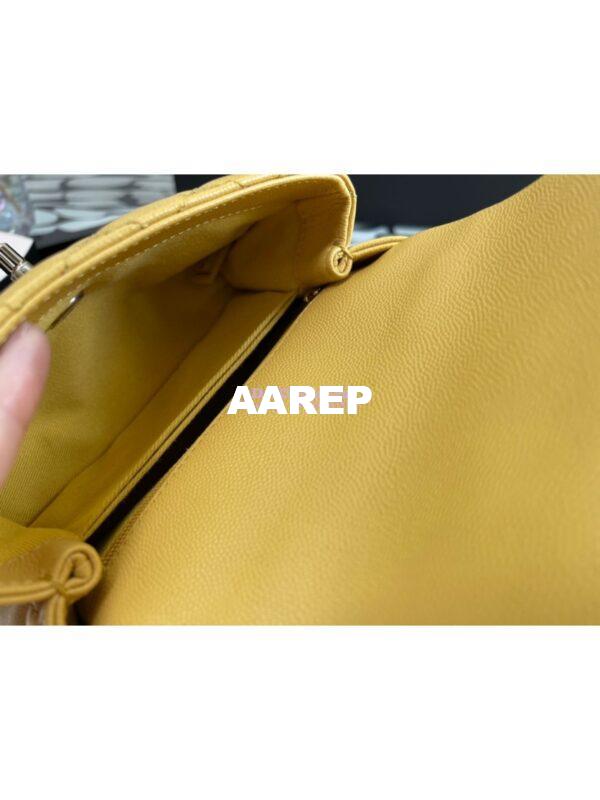 Replica Chanel Mini Coco Handle Bag in Grained Calfskin with Shining Gold Hardware AS2215 Yellow 11