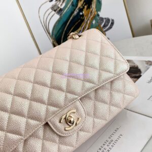 Replica Chanel CF 1112 Quilted Classic Flap Bag in Iridescent Caviar Beige 2