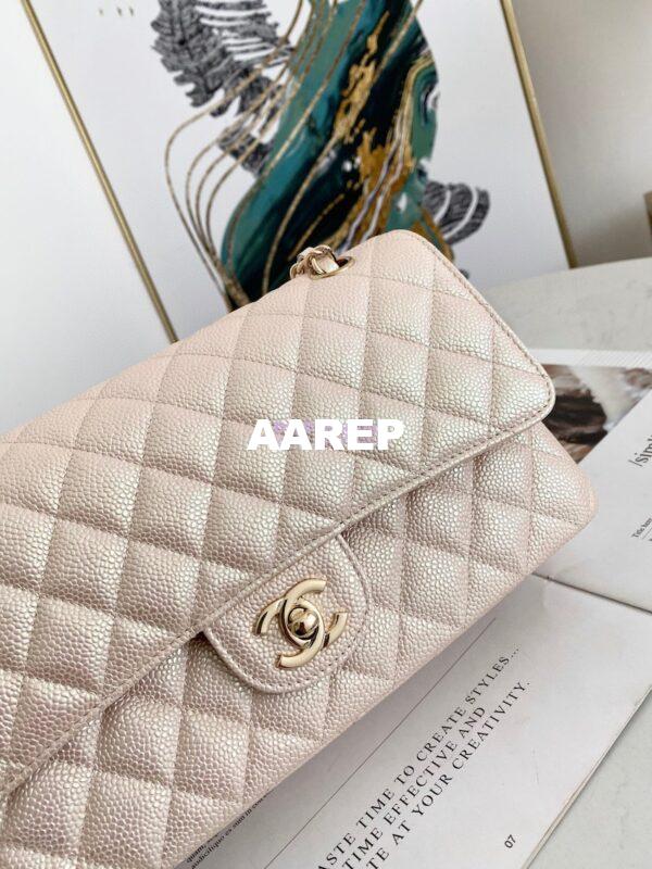 Replica Chanel CF 1112 Quilted Classic Flap Bag in Iridescent Caviar Beige 2