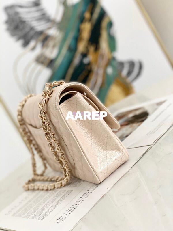Replica Chanel CF 1112 Quilted Classic Flap Bag in Iridescent Caviar Beige 3