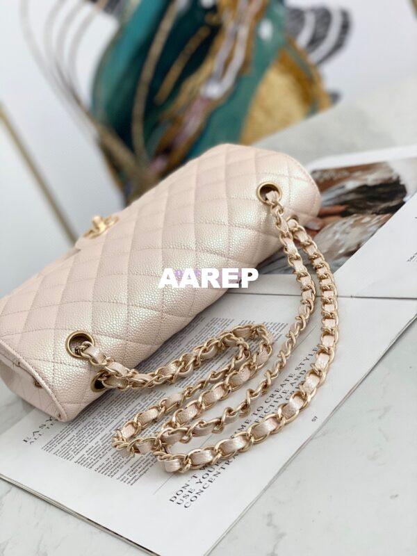 Replica Chanel CF 1112 Quilted Classic Flap Bag in Iridescent Caviar Beige 4