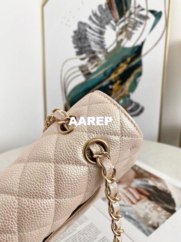 Replica Chanel CF 1112 Quilted Classic Flap Bag in Iridescent Caviar Beige 5