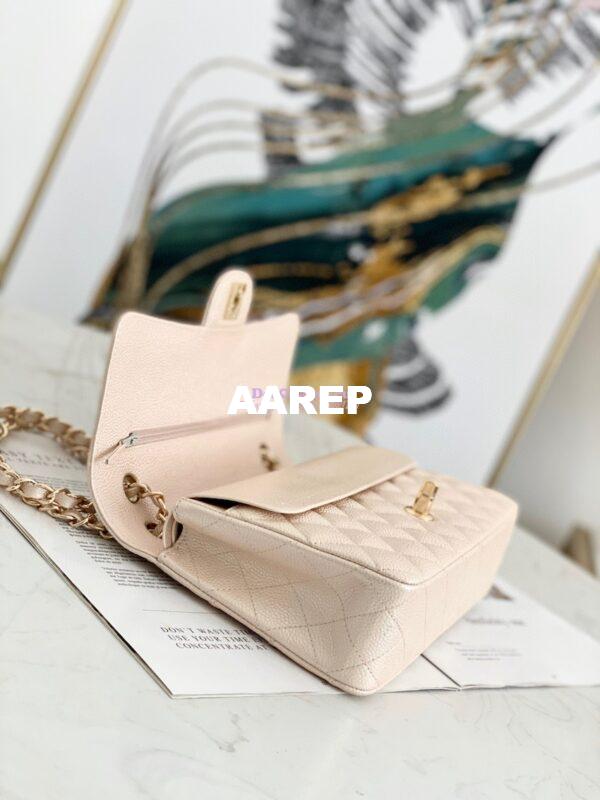 Replica Chanel CF 1112 Quilted Classic Flap Bag in Iridescent Caviar Beige 6