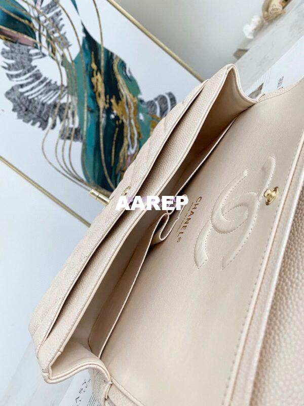 Replica Chanel CF 1112 Quilted Classic Flap Bag in Iridescent Caviar Beige 8