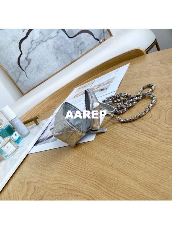 Replica Chanel Small Vanity Case With Chain in Grained Calfskin AP2194 Metallic Silver 6