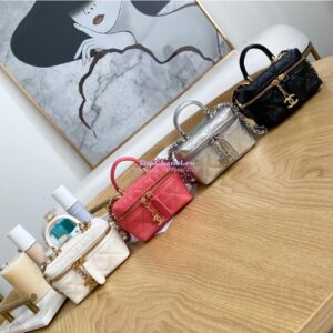 Replica Chanel Small Vanity Case With Chain in Grained Calfskin AP2194 Pink