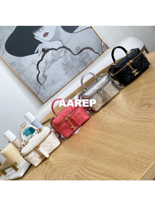 Replica Chanel Small Vanity Case With Chain in Grained Calfskin AP2194 Pink 3