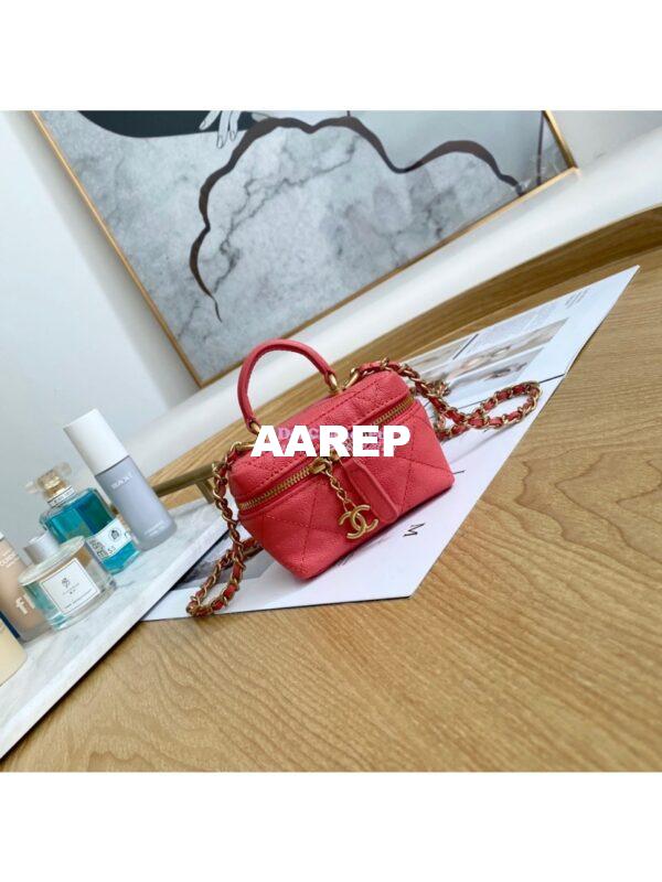 Replica Chanel Small Vanity Case With Chain in Grained Calfskin AP2194 Pink 4