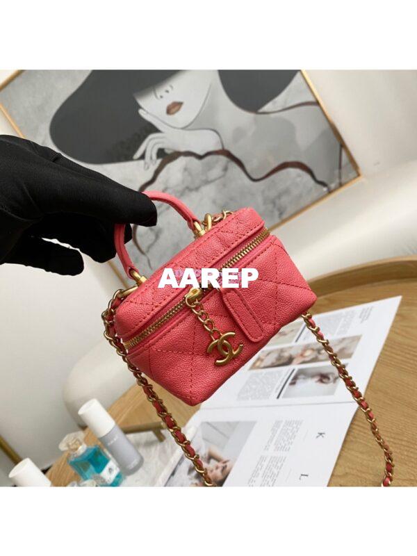 Replica Chanel Small Vanity Case With Chain in Grained Calfskin AP2194 Pink 5