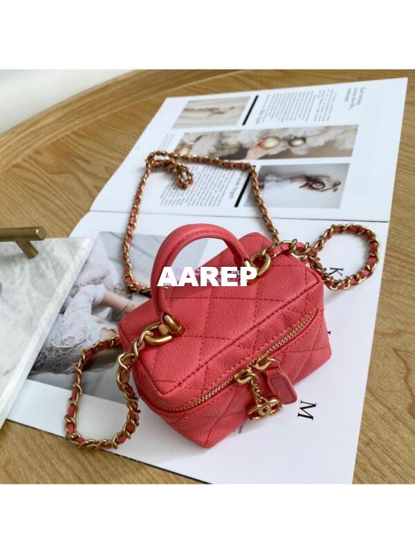 Replica Chanel Small Vanity Case With Chain in Grained Calfskin AP2194 Pink 7