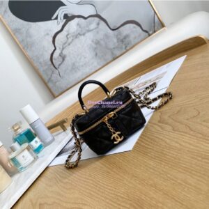 Replica Chanel Small Vanity Case With Chain in Grained Calfskin AP2194 Black