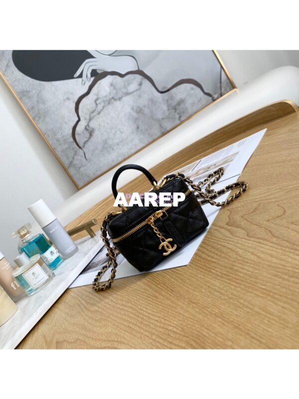 Replica Chanel Small Vanity Case With Chain in Grained Calfskin AP2194 Black 3
