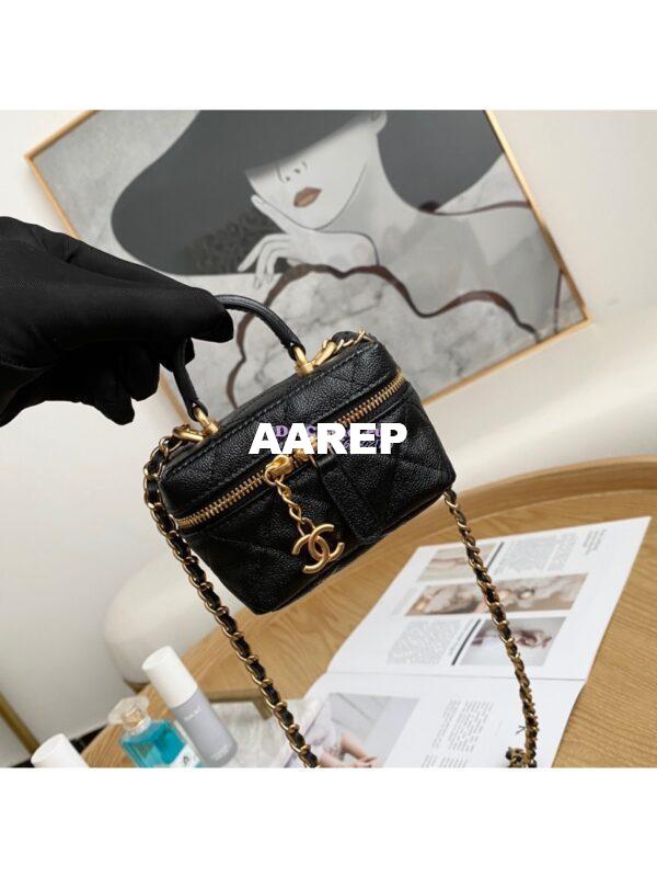 Replica Chanel Small Vanity Case With Chain in Grained Calfskin AP2194 Black 4