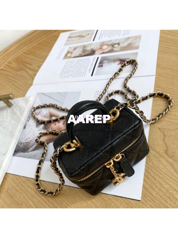 Replica Chanel Small Vanity Case With Chain in Grained Calfskin AP2194 Black 5
