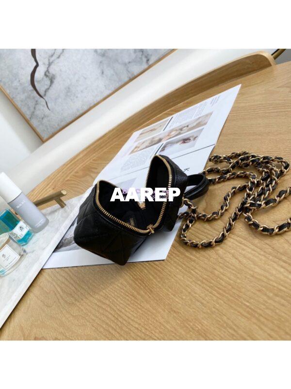 Replica Chanel Small Vanity Case With Chain in Grained Calfskin AP2194 Black 8