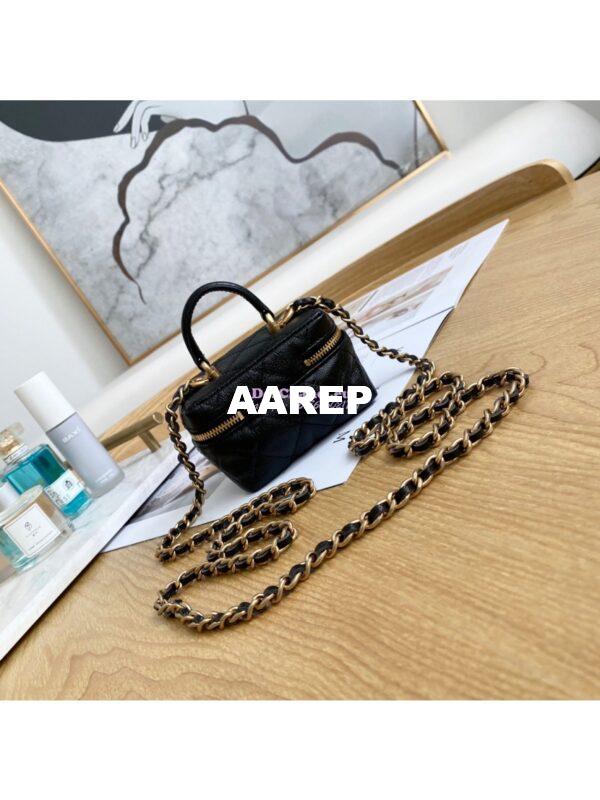 Replica Chanel Small Vanity Case With Chain in Grained Calfskin AP2194 Black 11