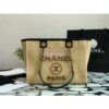 Replica Chanel Large Deauville Woven Chain Leather Logo Bag A66943 Straw Black