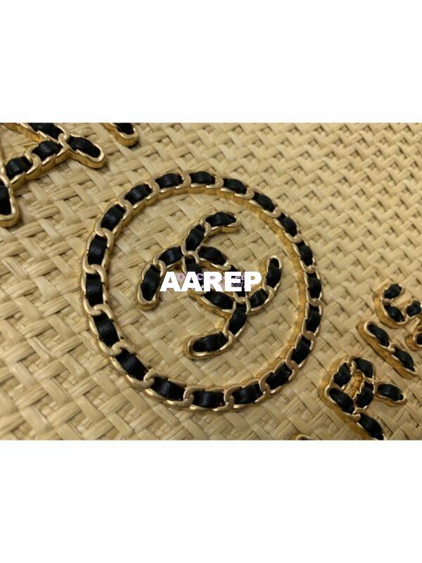 Replica Chanel Large Deauville Woven Chain Leather Logo Bag A66943 Straw Beige 6