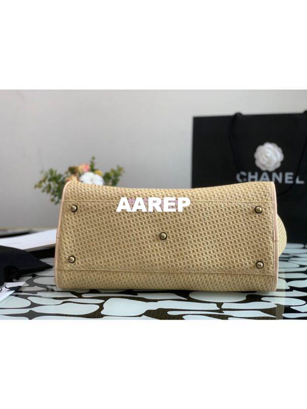 Replica Chanel Large Deauville Woven Chain Leather Logo Bag A66941 Straw Beige 8