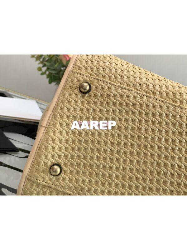 Replica Chanel Large Deauville Woven Chain Leather Logo Bag A66941 Straw Beige 9