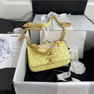 Replica Chanel Shiny Lambskin Leather Entwined Chain Bag AS2387 Yellow