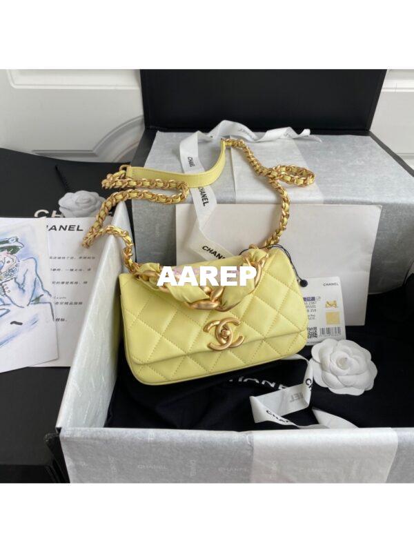 Replica Chanel Shiny Lambskin Leather Entwined Chain Bag AS2387 Yellow 3
