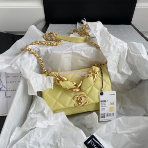 Replica Chanel Shiny Lambskin Leather Entwined Chain Bag AS2387 Yellow 2
