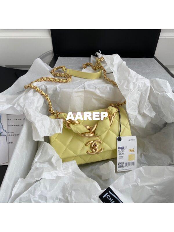 Replica Chanel Shiny Lambskin Leather Entwined Chain Bag AS2387 Yellow 4